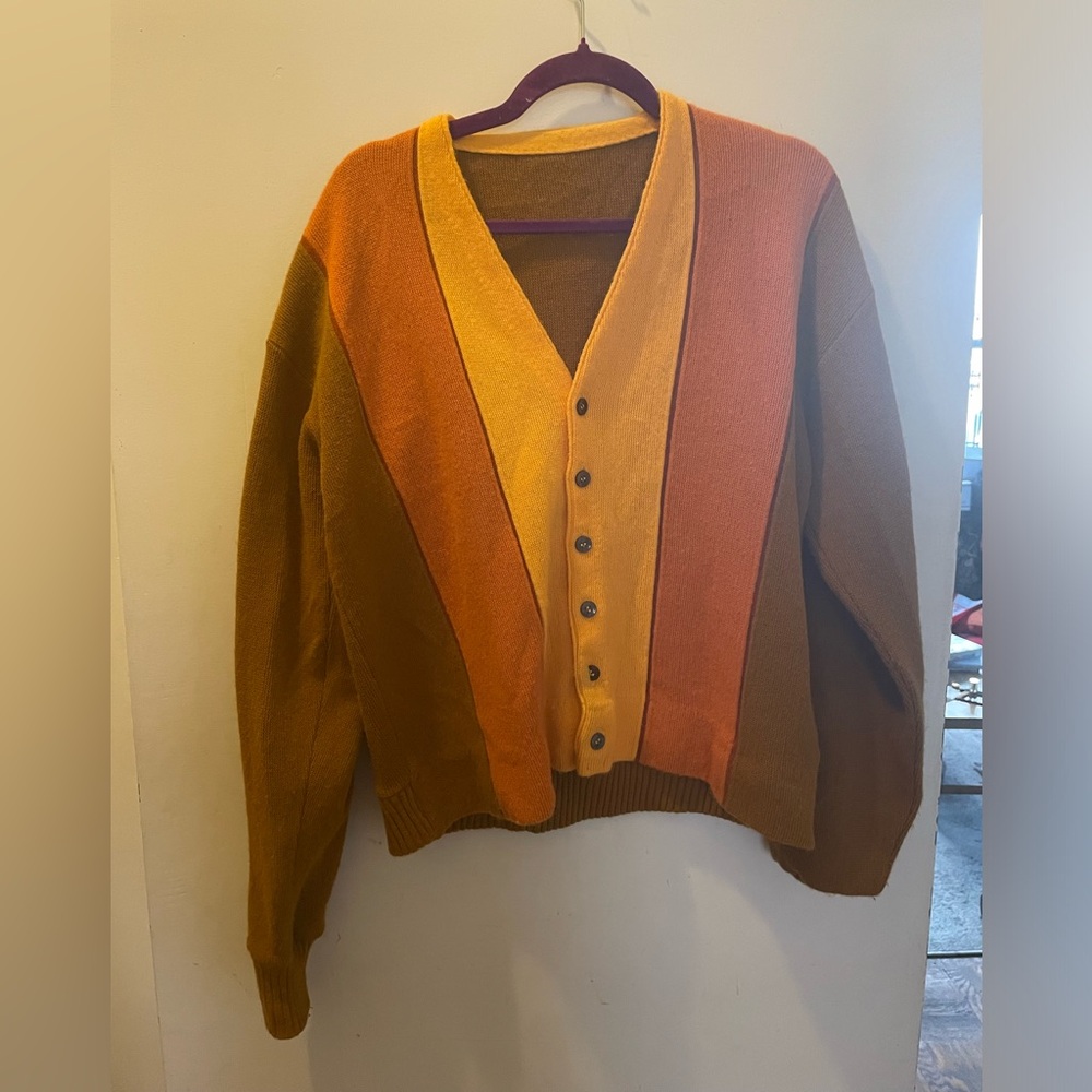 Slouchy Men’s Color Block Color Block Cardigan In… - image 1